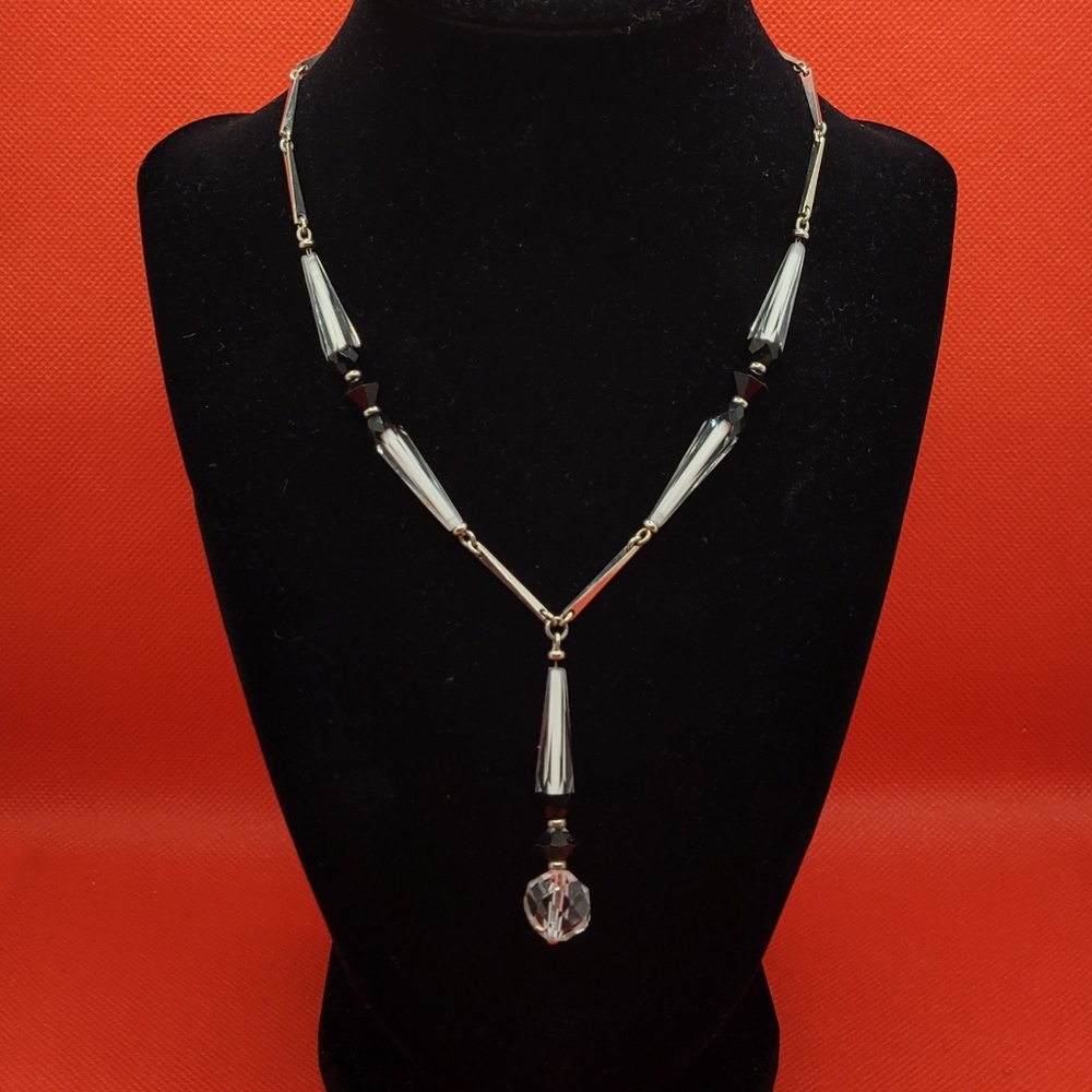 Vintage Simmons Crystal Glass Statement Necklace (S2)